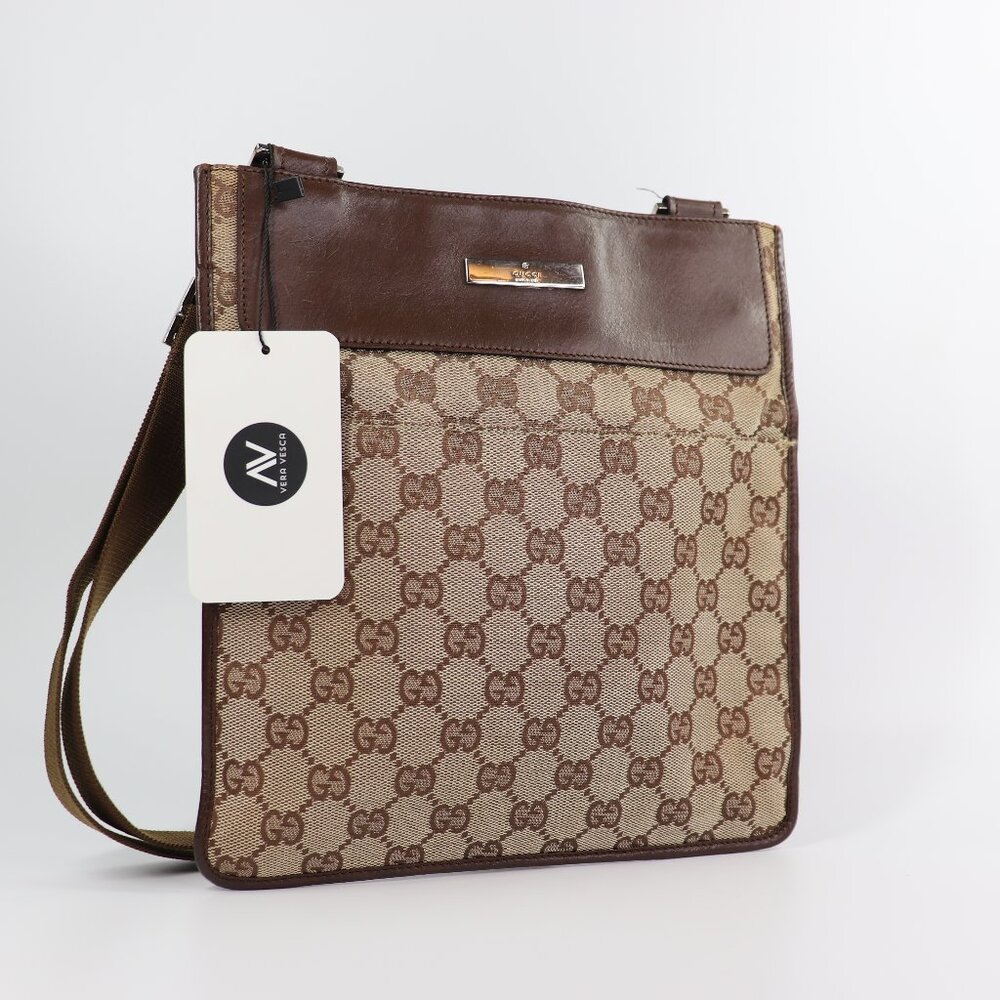 Gucci Monogram Messenger Crossbody Bag Dark Brown